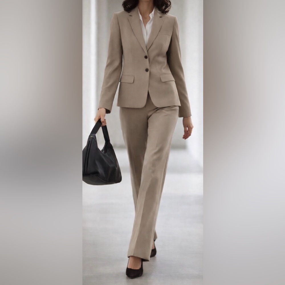Nine West Women's Beige Tailored Two-Piece Suit - Blazer & Pants